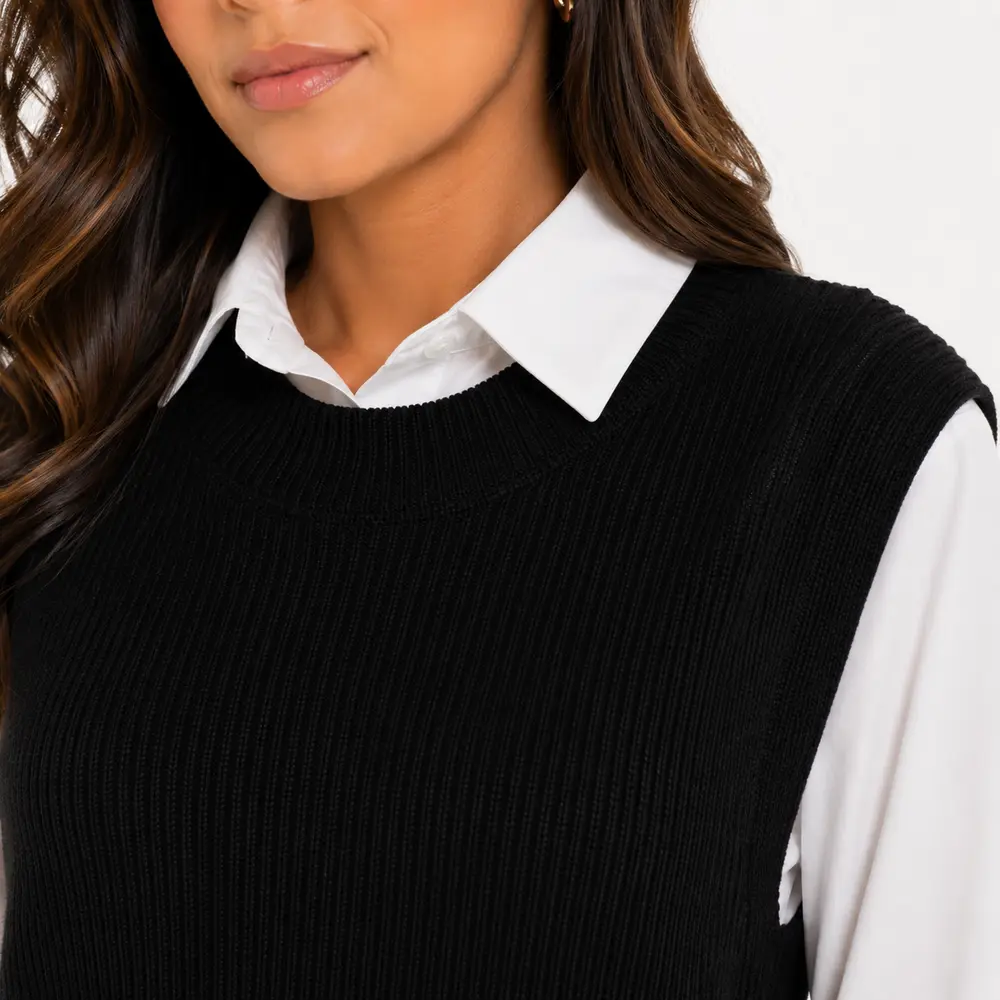 Twin Set Fem Camisa Colete Cinto Removivel .S1200