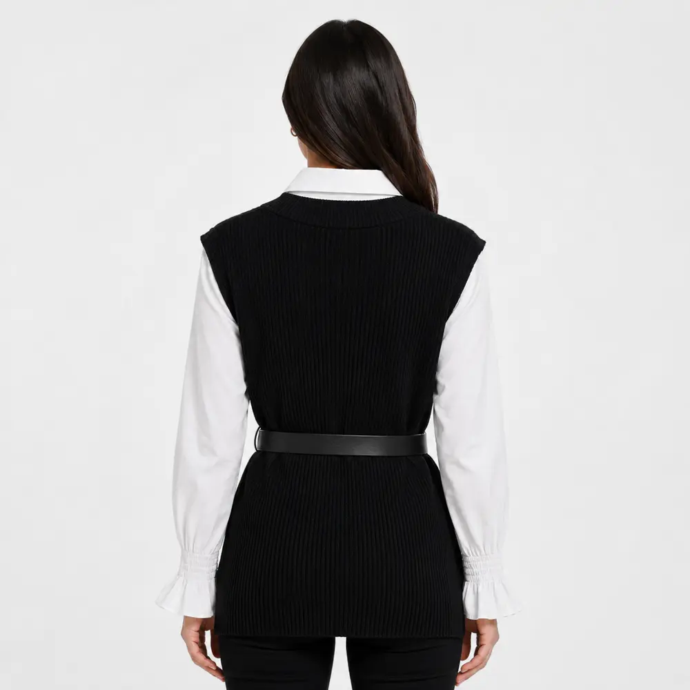 Twin Set Fem Camisa Colete Cinto Removivel .S1200