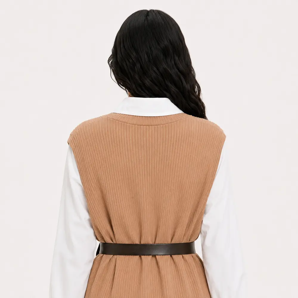 Twin Set Fem Camisa Colete Cinto Removivel .S1200