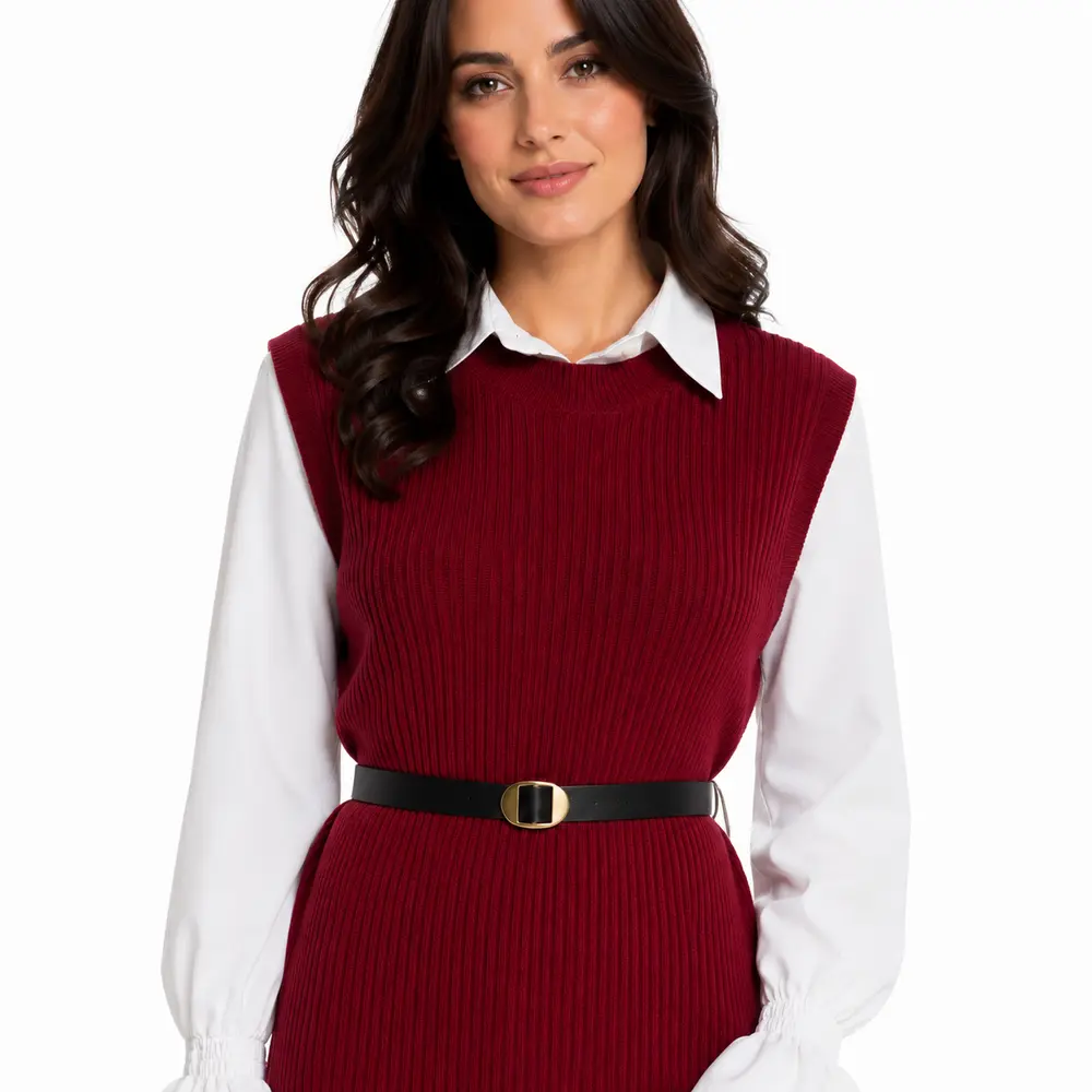 Twin Set Fem Camisa Colete Cinto Removivel .S1200