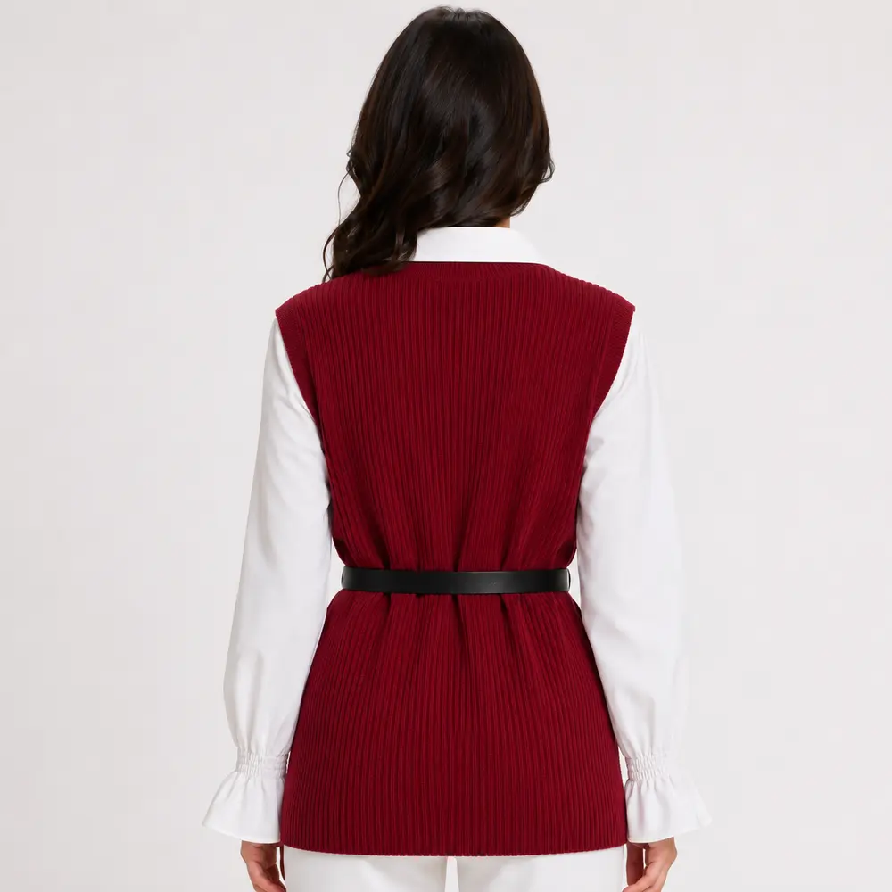 Twin Set Fem Camisa Colete Cinto Removivel .S1200