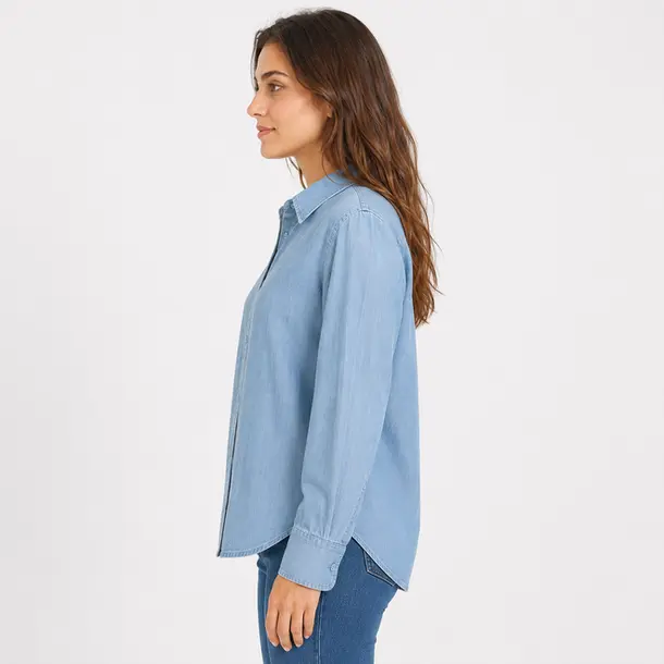 Camisa Jeans Fem Manga Longa Clara .XH1099 Lav Clara