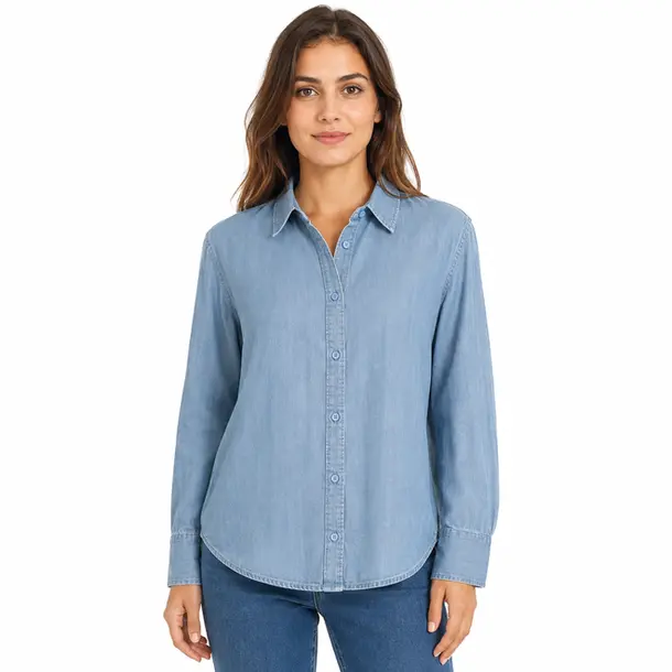 Camisa Jeans Fem Manga Longa Clara .XH1099 Lav Clara