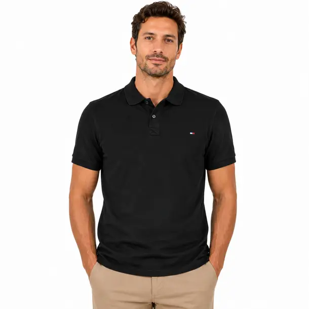 Polo Masculina Manga Curta Suedine .4801 Preto