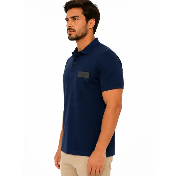 Polo Masculina Manga Curta Suedine .4801 Marinho