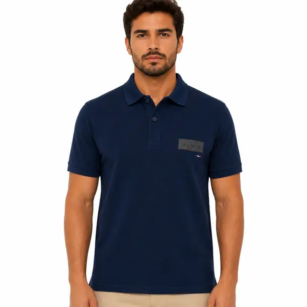 Polo Masculina Manga Curta Suedine .4801 Marinho