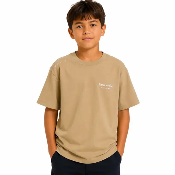 Camiseta Juvenil Masculina Oversized Paris .5054JUV Bege