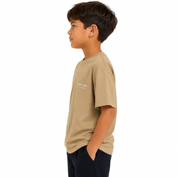 Camiseta Juvenil Masculina Oversized Paris .5054JUV Bege