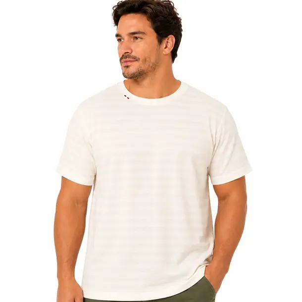 Camiseta Masculina Plus Texturizada Paris .6726 Marfim