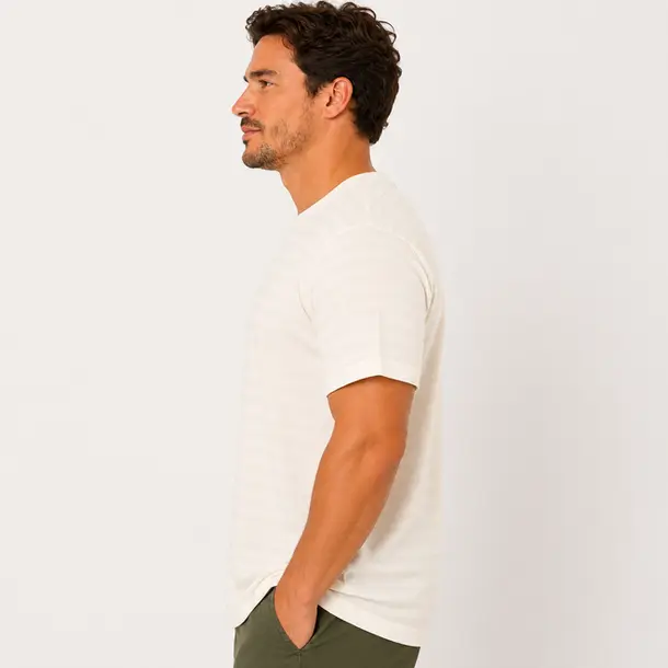 Camiseta Masculina Plus Texturizada Paris .6726 Marfim