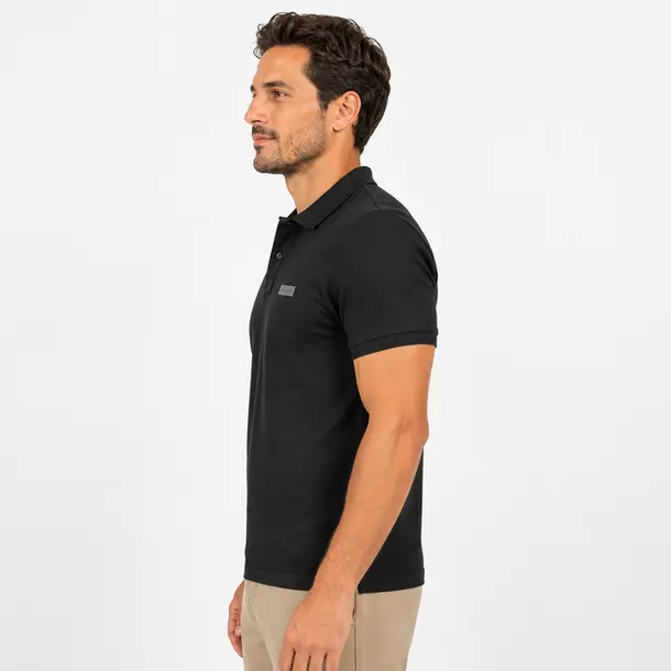 Polo Masculina Manga Curta Piquet .4055 Preto