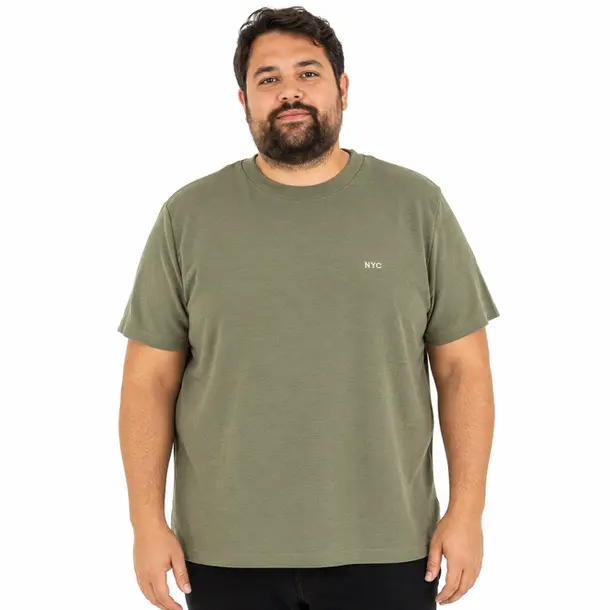 Camiseta Masculina Plus Size Bordado NYC .24004 Verde
