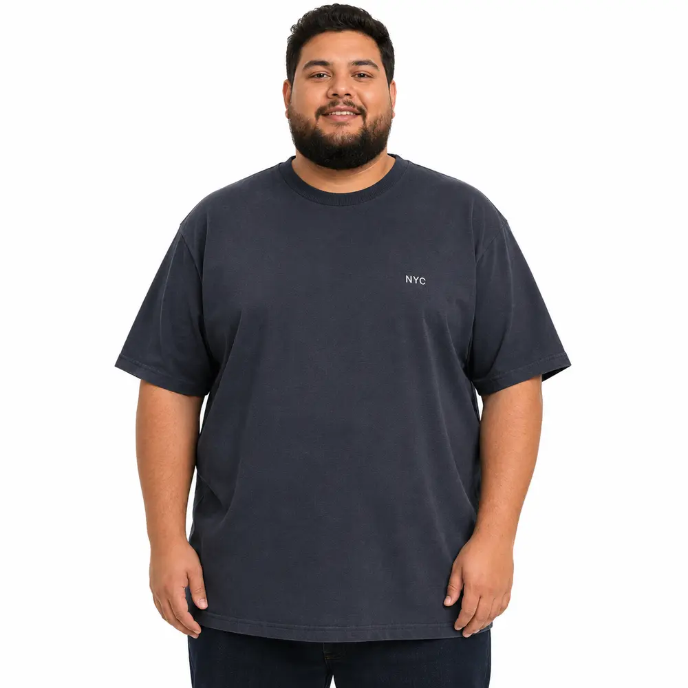 Camiseta Masculina Plus Size Bordado NYC .24004