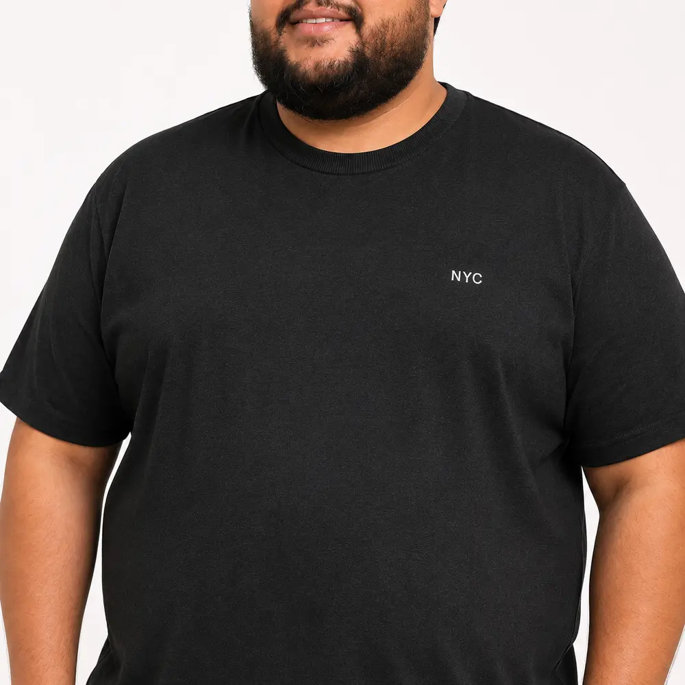 Camiseta Masculina Plus Size Bordado NYC .24004