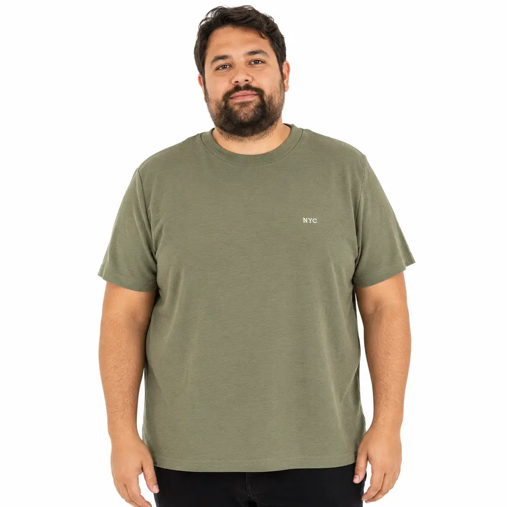 Camiseta Masculina Plus Size Bordado NYC .24004