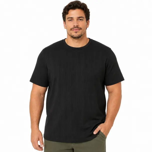 Camiseta Masculina Plus Ribana Bordado .6724 Preto
