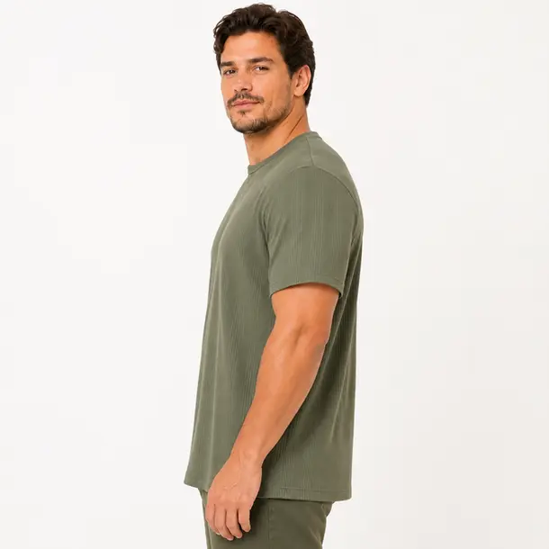 Camiseta Masculina Plus Ribana Bordado .6724 Verde