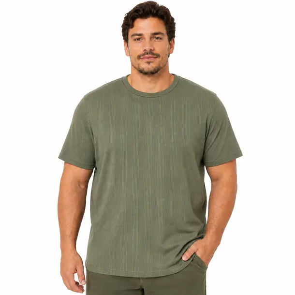 Camiseta Masculina Plus Ribana Bordado .6724 Verde