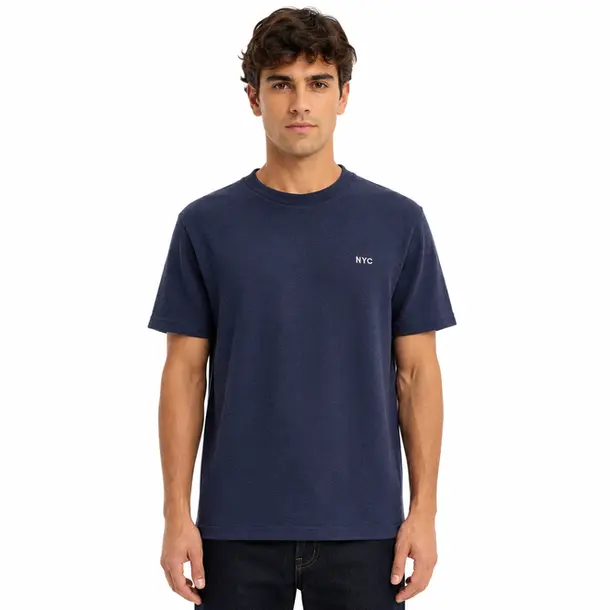 Camiseta Masculina Crochet Bordada .22007 Marinho