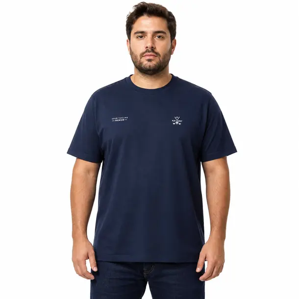 Camiseta Masculina Manga Curta Gola Careca .11244364 Marinho