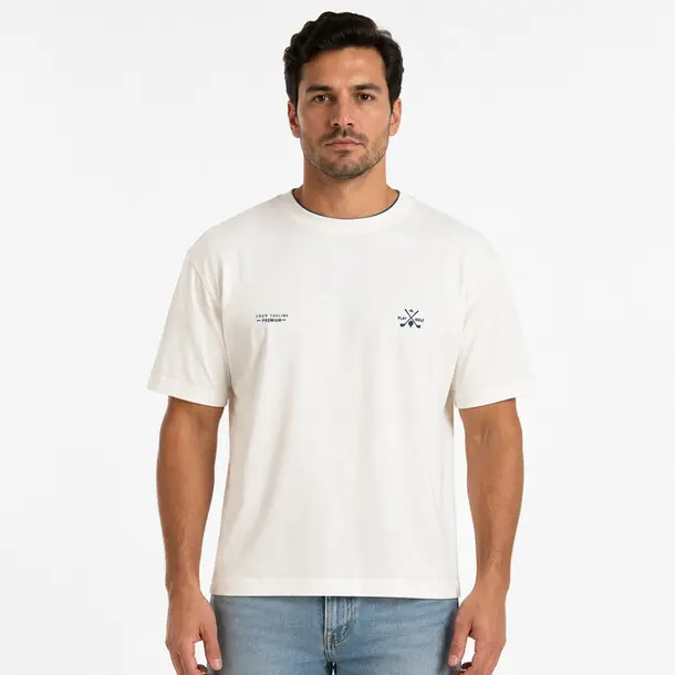 Camiseta Masculina Manga Curta Gola Careca .11244364 Off White