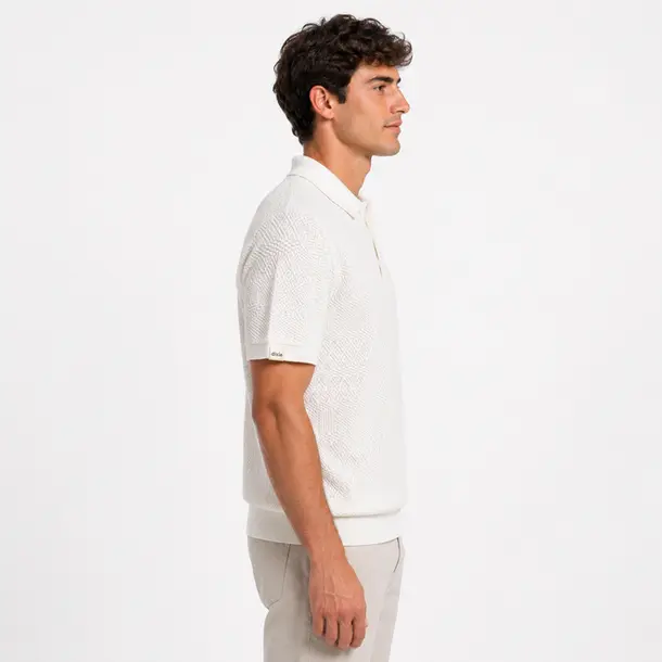 Polo Masculina Manga Curta Texturizada .29660011 Branco