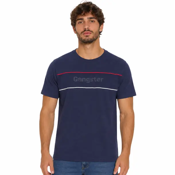 Camiseta Masculina Manga Curta Gola Careca .11245015 Marinho Oxford