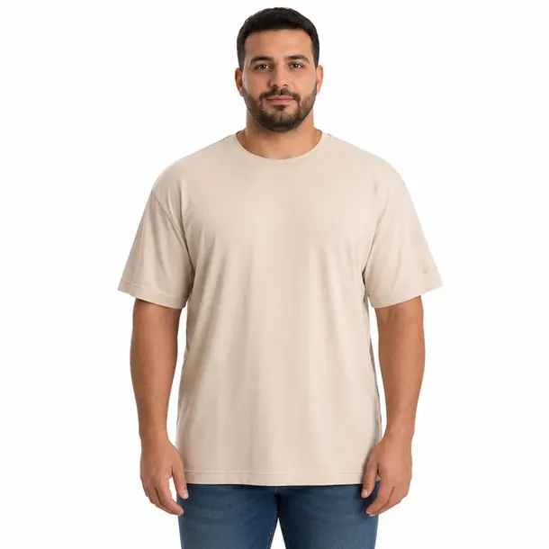 Camiseta Masculina Manga Curta Gola Careca .11244829 Bege Natural