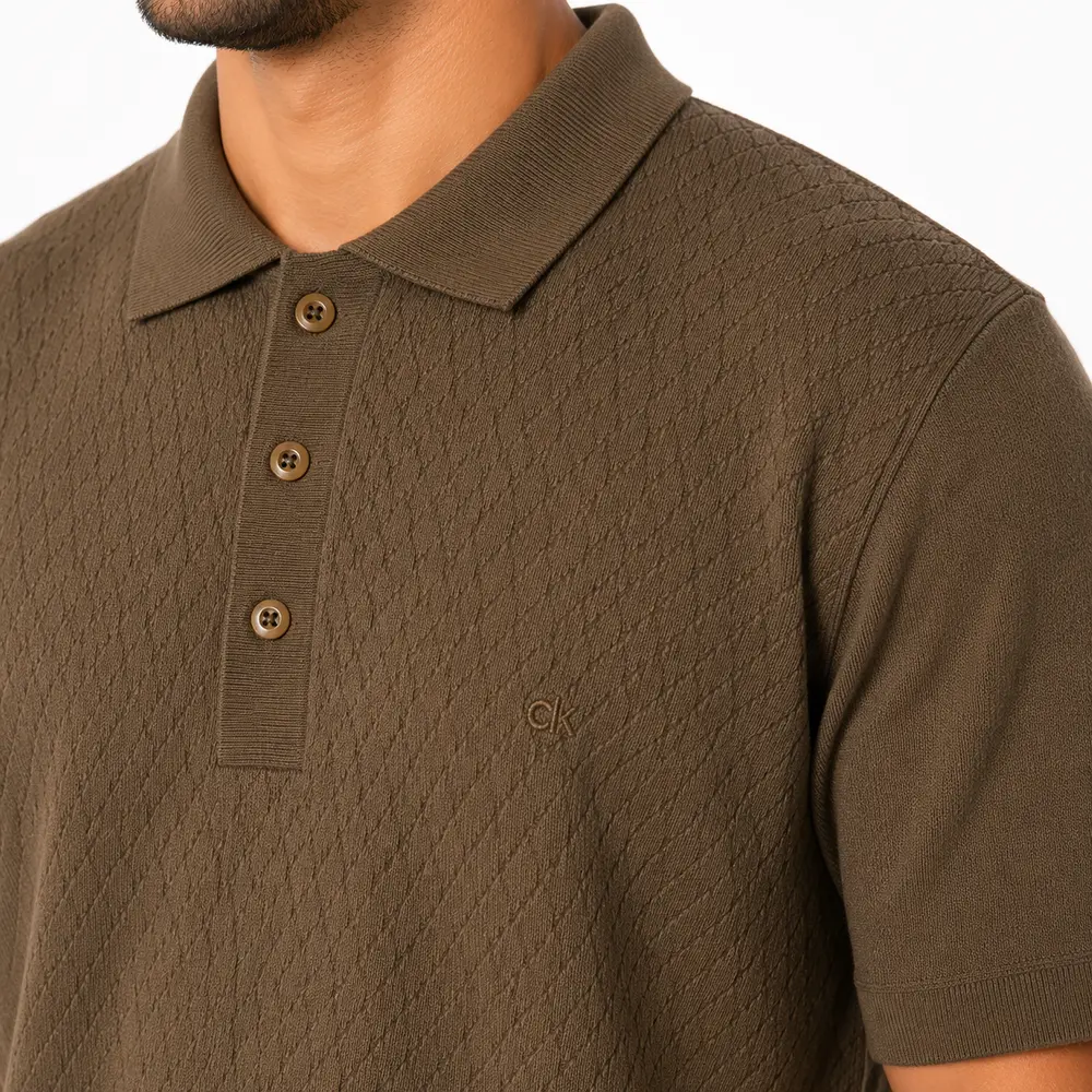 Polo Masculina Manga Curta Tricô Jacquard .90010228
