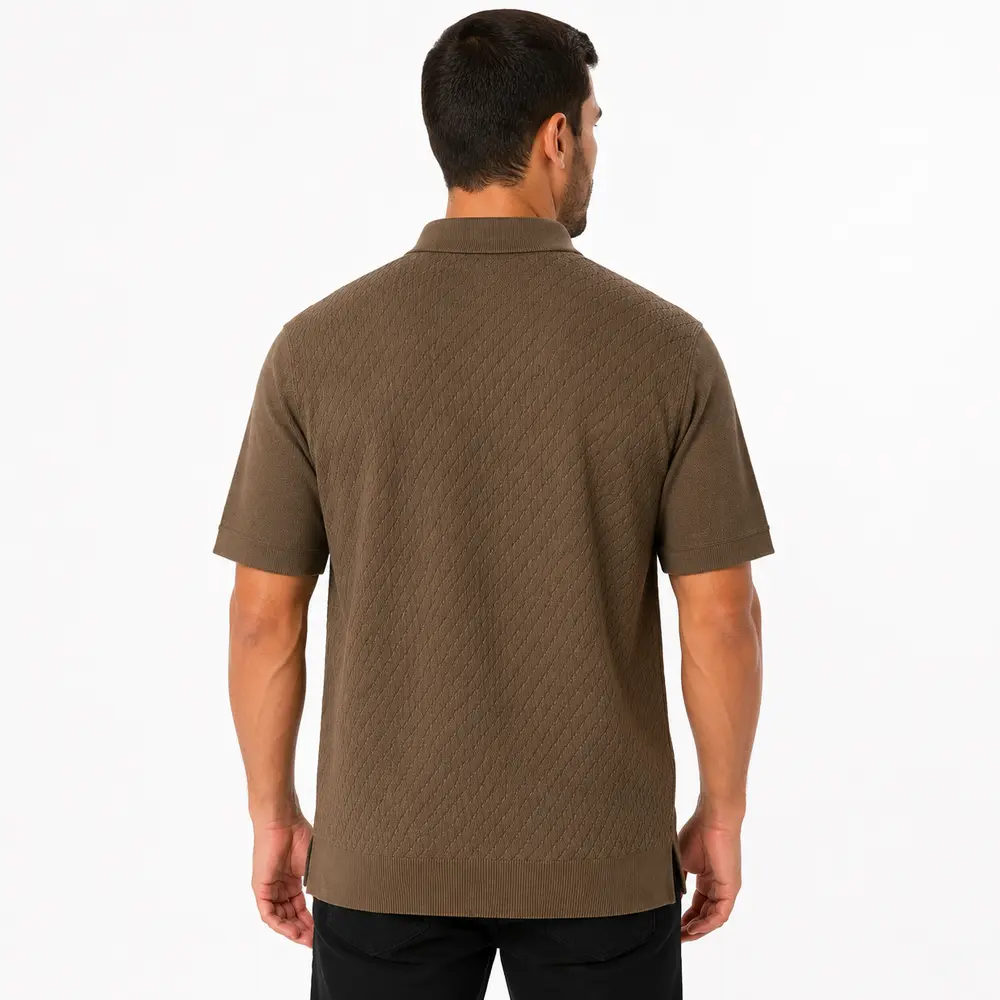 Polo Masculina Manga Curta Tricô Jacquard .90010228