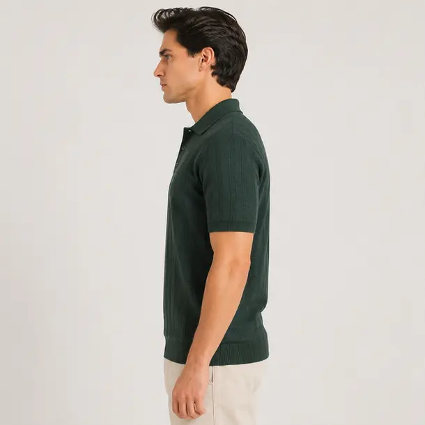 Polo Masculina Manga Curta em Tricô .90010235 Verde