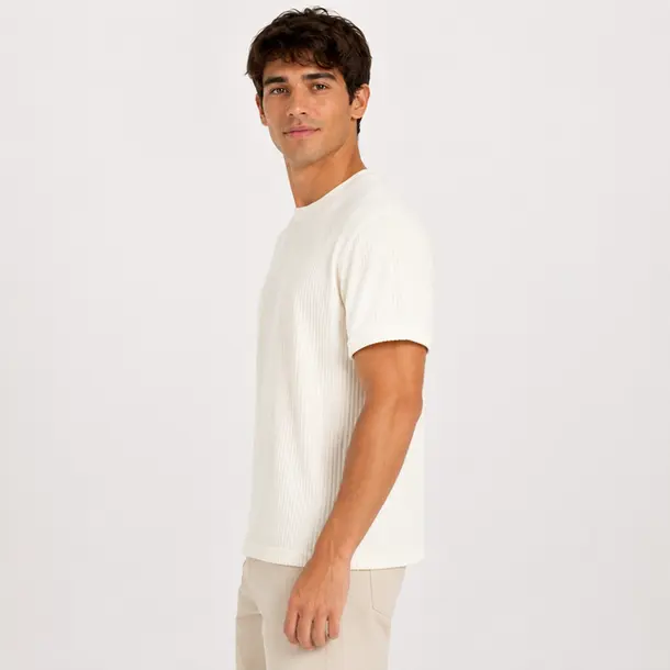 Camiseta Masculina Manga Curta Diferenciada .11244575 Off White