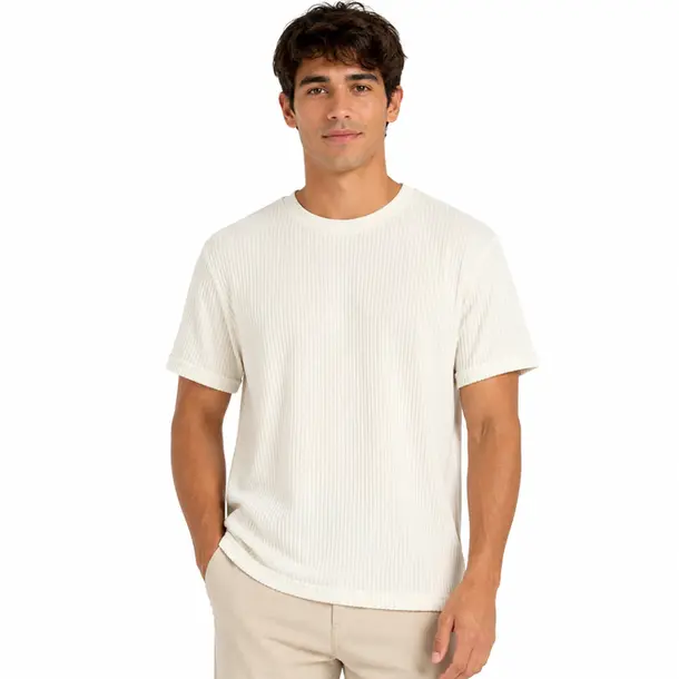 Camiseta Masculina Manga Curta Diferenciada .11244575 Off White