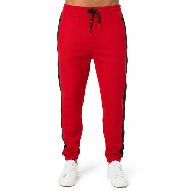 Calça Masc de Helanca com Faixa Lateral .19980162 Vermelho