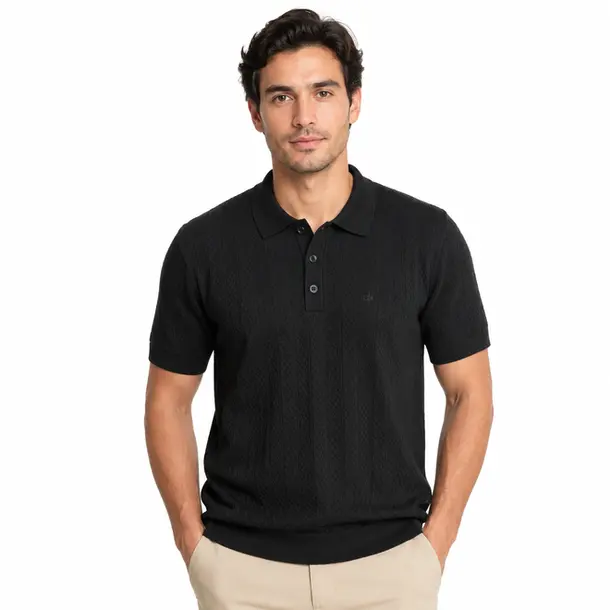 Polo Masculina Manga Curta Texturizada .90010227 Preto