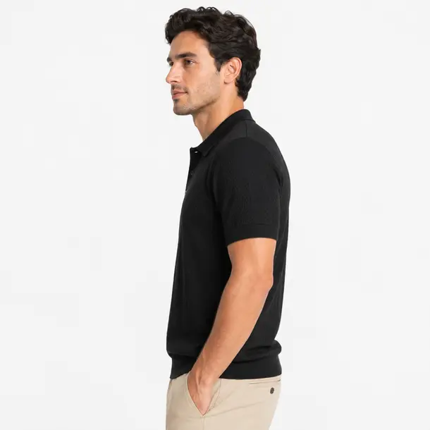 Polo Masculina Manga Curta Texturizada .90010227 Preto