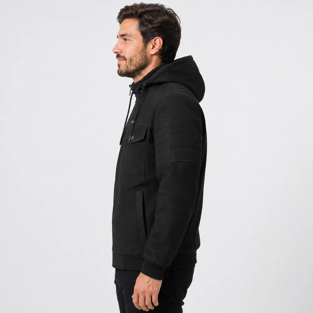 Jaqueta Masculina Suede com Capuz .16240141