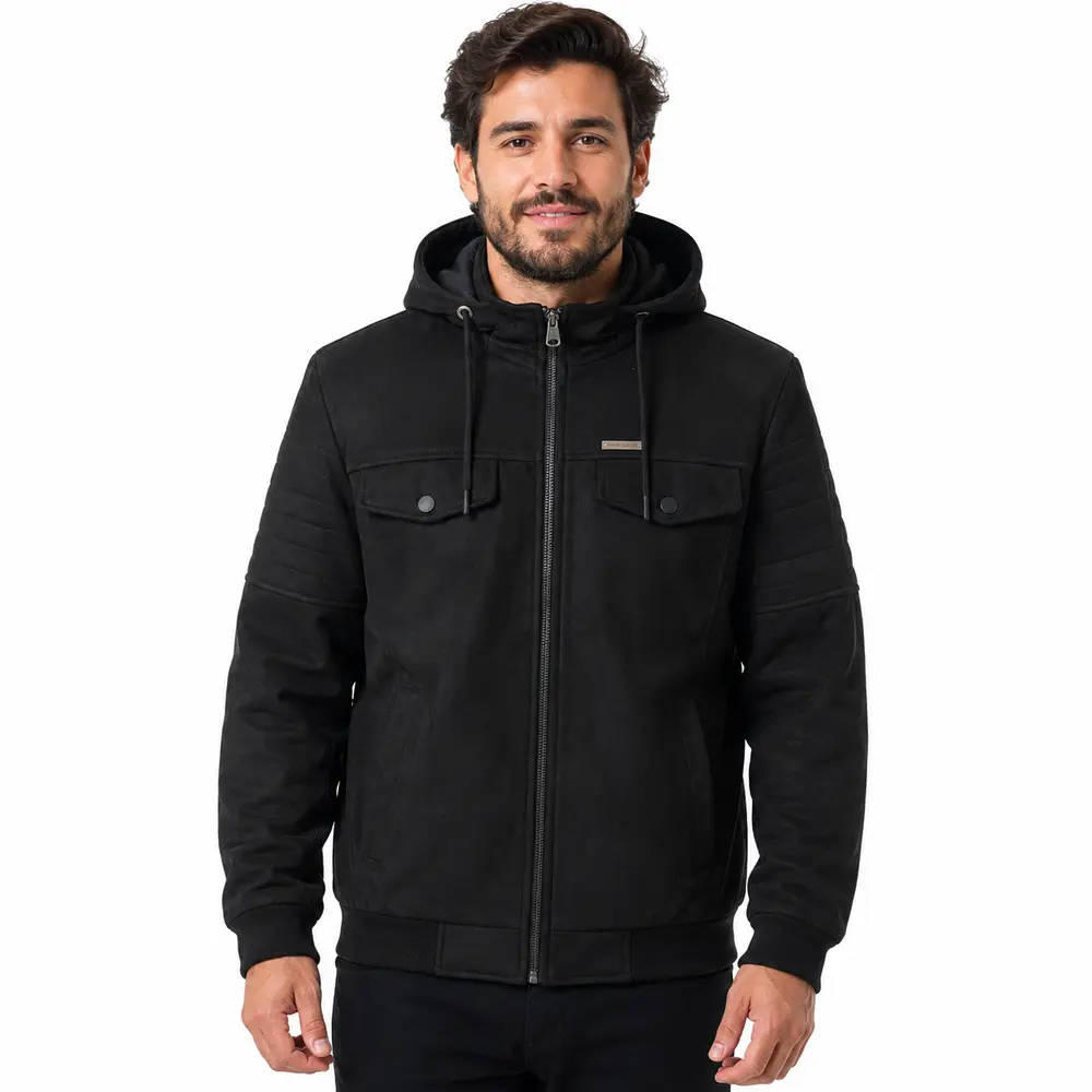 Jaqueta Masculina Suede com Capuz .16240141