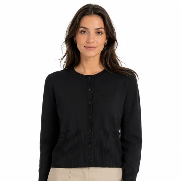 Cardigan Feminino Tricô Modal com Botões .YUX1076B Preto