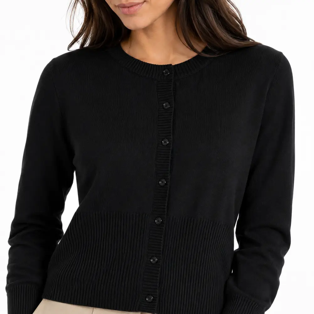 Cardigan Feminino Tricô Modal com Botões .YUX1076B