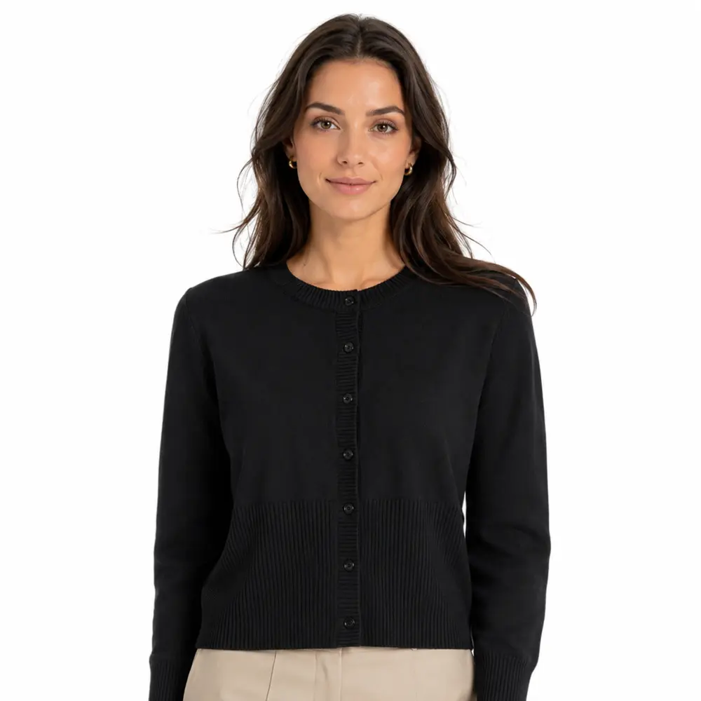 Cardigan Feminino Tricô Modal com Botões .YUX1076B