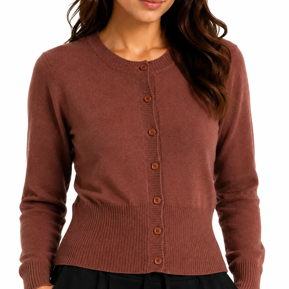 Cardigan Feminino Tricô Modal com Botões .YUX1076B