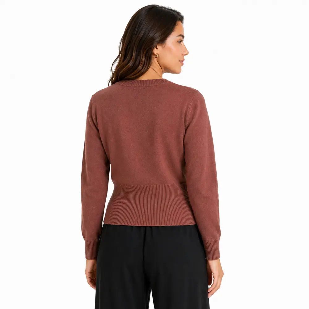 Cardigan Feminino Tricô Modal com Botões .YUX1076B
