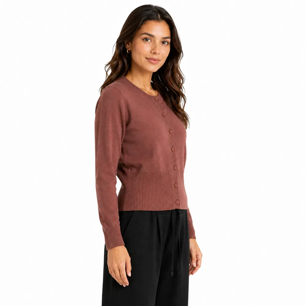 Cardigan Feminino Tricô Modal com Botões .YUX1076B