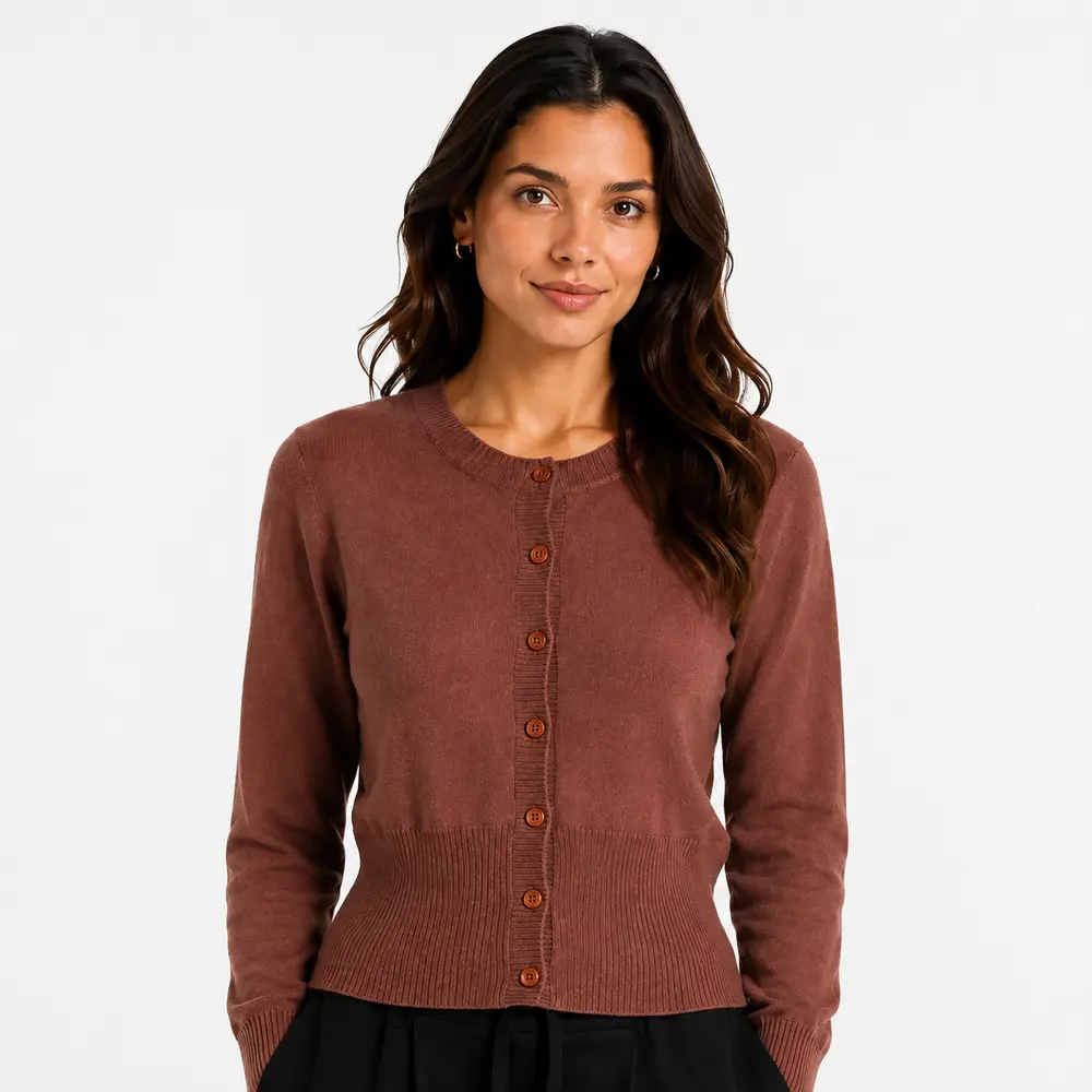 Cardigan Feminino Tricô Modal com Botões .YUX1076B