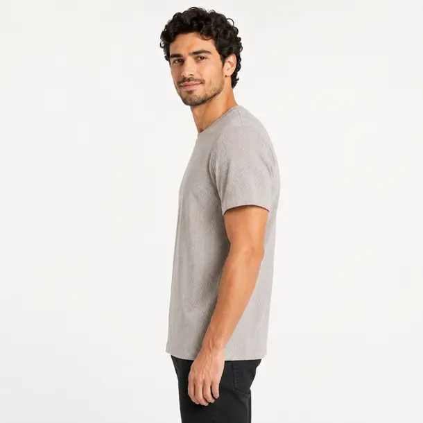 Camiseta Masculina Manga Curta Texturizada .11244581 Cinza Dove