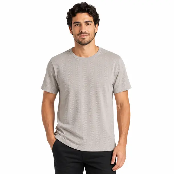 Camiseta Masculina Manga Curta Texturizada .11244581 Cinza Dove