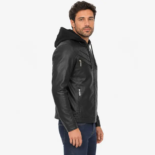 Jaqueta Masculina P.U. com Capuz .16070404 Preto