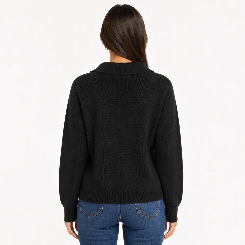 Suéter Feminino Tricô Manga Longa Gola Polo .YUX1054