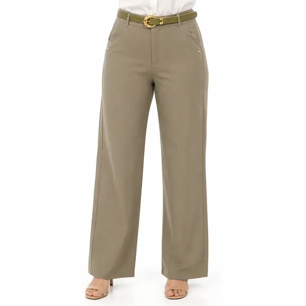 Calça Pantalona Feminina Alfaiataria Com Cinto .XX6056 Verde